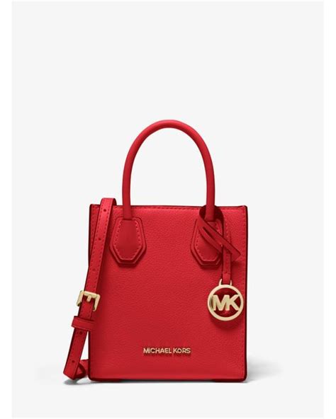 michael kors mercer extra-small pebbled leather crossbody bag red|Michael Kors new crossbody bag.